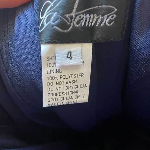 La Femme Lace Dress in Navy Blue size 4 Used - Picture 3 of 6